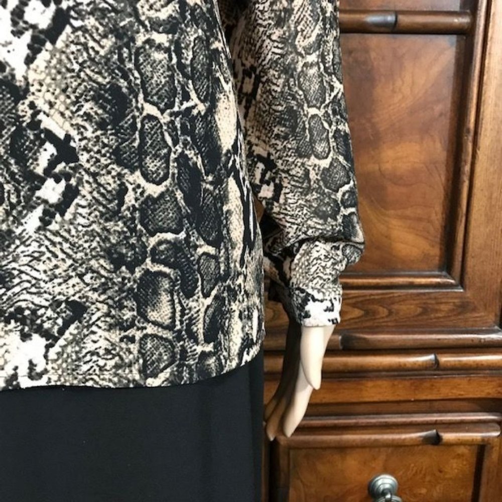 Joan Rivers Natural Python Micro Crepe Overlay V-neck Top - Picture 11 of 13